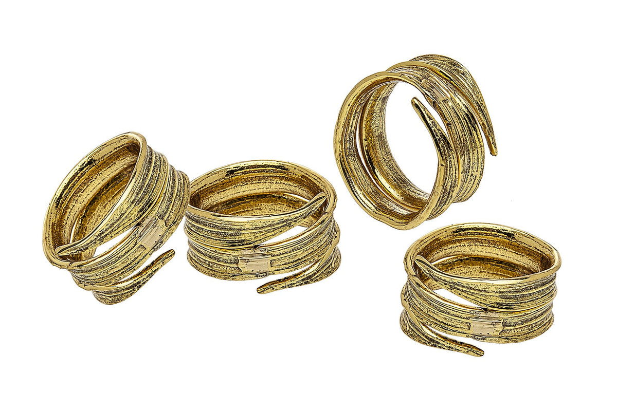 Godinger Silver 59019 Crumpled Leaf Napkin Rings Set of 4