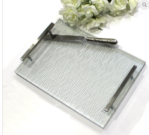 Waterdale Lucite Challah Board Tray, Silver/Clear (11"x16")
