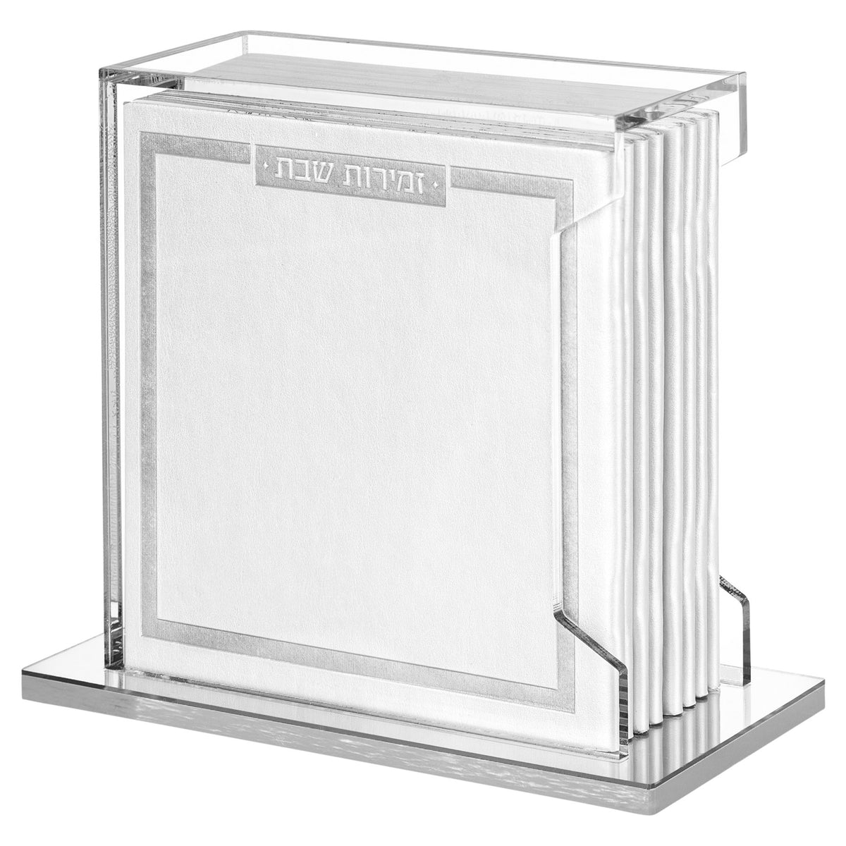 Waterdale Softcover Leather & Lucite Bencher Set - White and Silver