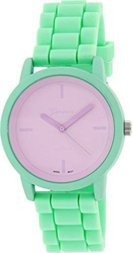Geneva Platinum Women's Girls 9856.MINT.LAVENDAR Silicone Quartz Watch, Green