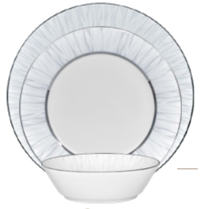 Noritake Glacier Platinum 16 Piece Fine Porcelain China Dinnerware Set With Accent Plate, Service for 4