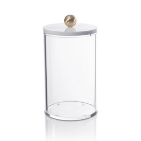 Waterdale Lucite Canister, White and Gold Knob Lid, Magnetic Closure - Assorted Sizes