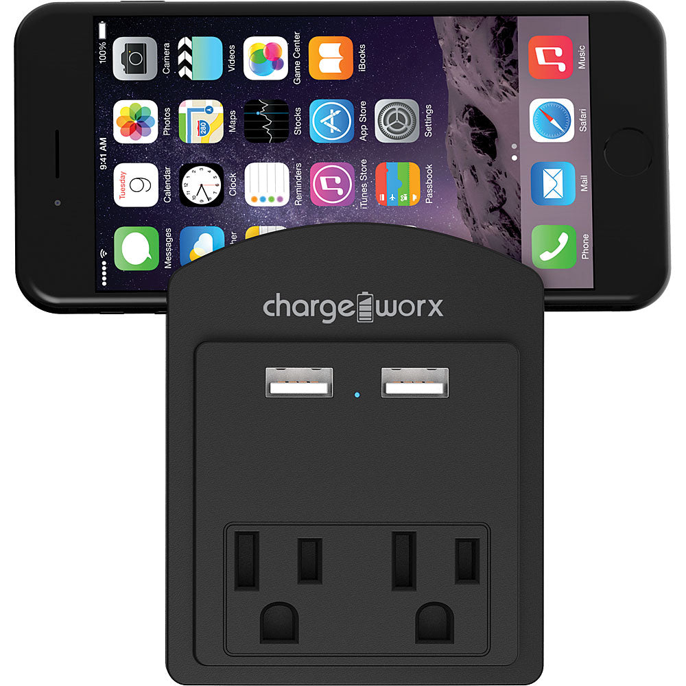 Chargeworx CX9101BK Dual USB/AC Mini Charging Station, Black