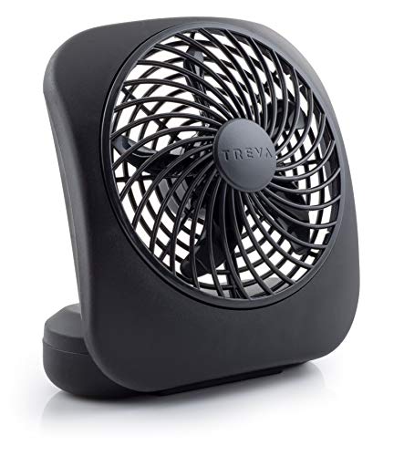 O2COOL Treva 5-Inch Portable Desktop Air Circulation Battery Fan 2 Cooling Speeds, Compact Folding & Tilt Design, Black (2 D-Cell Batteries, Not Included)