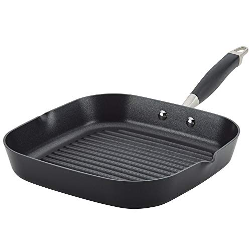 Anolon Advanced Home Hard-Anodized Nonstick Deep Square Grill Pan/Griddle, 11-Inch, Onyx