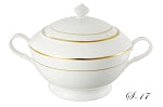 Elegant Fine Bone Soup Tureen with Lid (Gold Stripe)