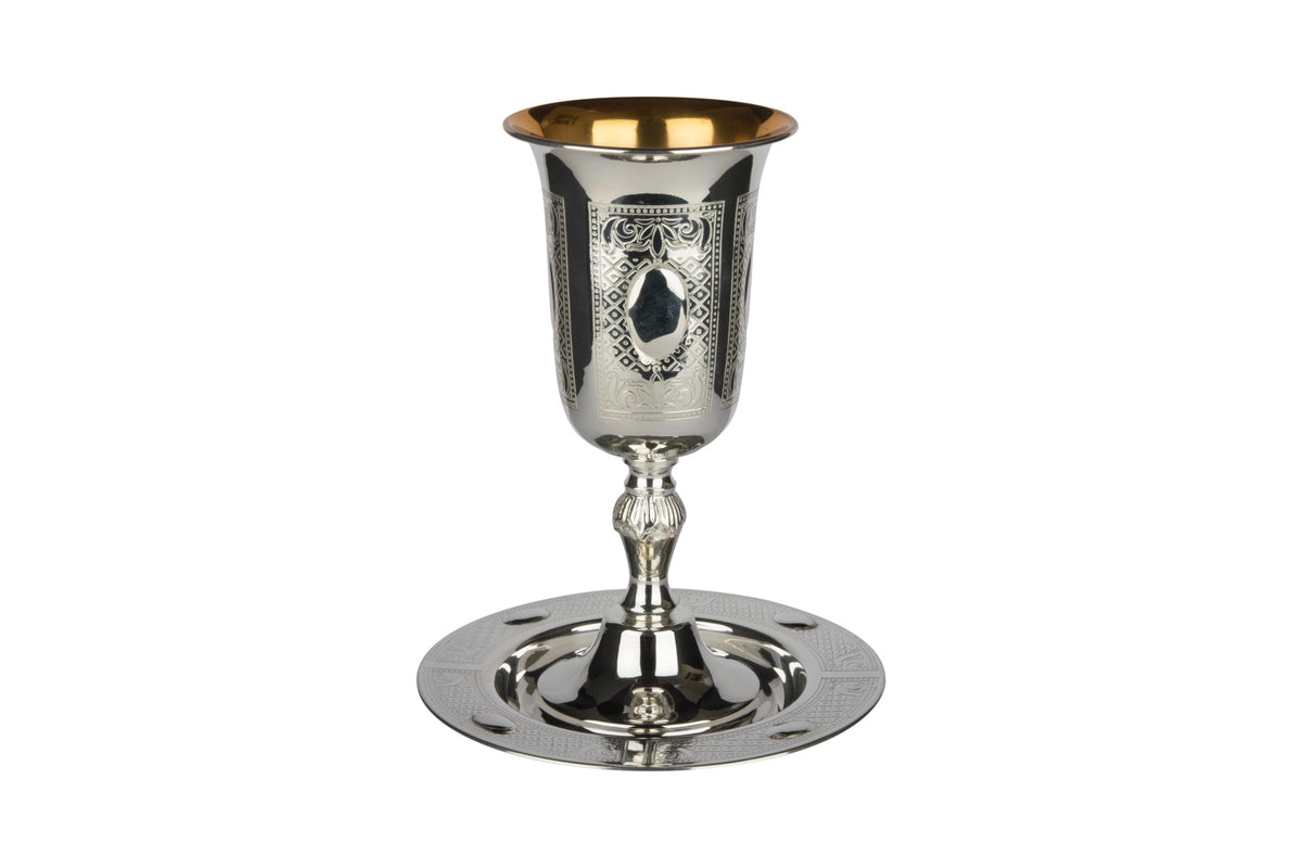 A&M Judaica Silver Kos Eliyahu With Tray 925