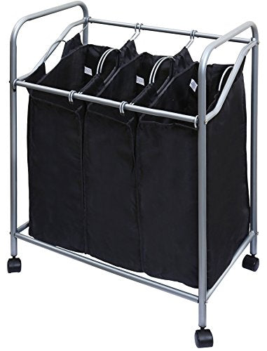 YBM Home Triple laundry hamper (Chrome / Black)