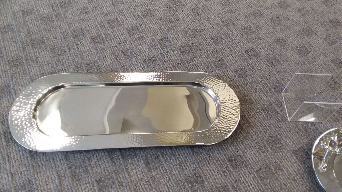 The Decorizer T-HS-L Large Hammered Silver Tray