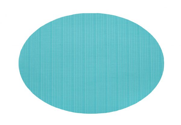 Harman Linnea Rib Oval Vinyl Placemat, Aqua
