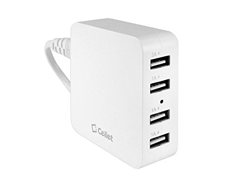Cellet 20W 4-Port High Speed Desktop USB Charger for Smart Phones and Tablets