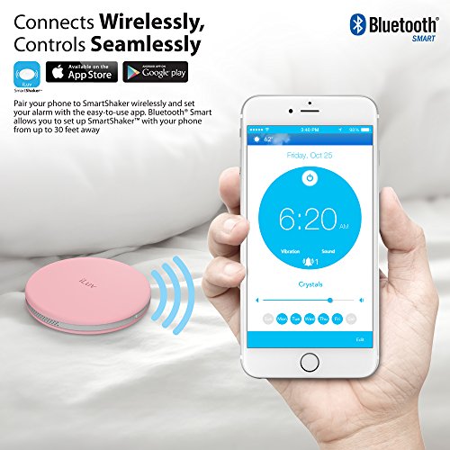 SmartShaker by iLuv - Wireless Smartphone App Controlled Bluetooth Bed Alarm Shaker  - Pink