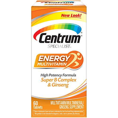 Centrum Specialist Energy Adult (60 Count) Multivitamin / Multimineral Supplement Tablet,Vitamin D3, C, B-Vitamins and Ginseng