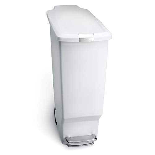 Simplehuman 40 Liter Slim Kitchen Step Trash Can, White