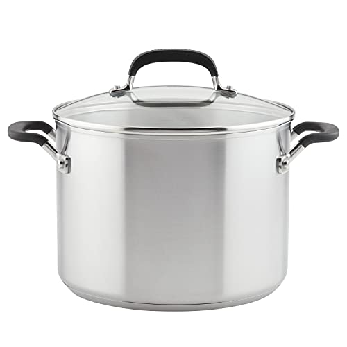 KitchenAid Stainless Steel Stockpot with Measuring Marks and Lid, 8 Quart