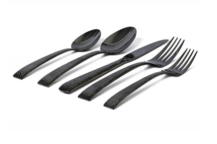 David Shaw Mali 18/10 Flatware, 20 Piece Set, Black, Dishwasher Safe
