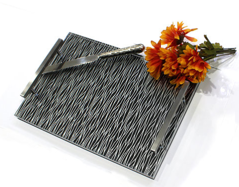 Waterdale Lucite Challah Board Tray, Silver/Black (11"x16")