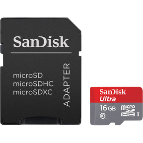 Sandisk - Ultra 16GB Micro SD Memory Card W/Adapter (Class 10)
