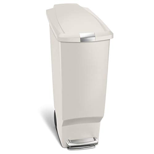 Simplehuman Rectangular Plastic Step Trash Can, 40 Liter, Stone