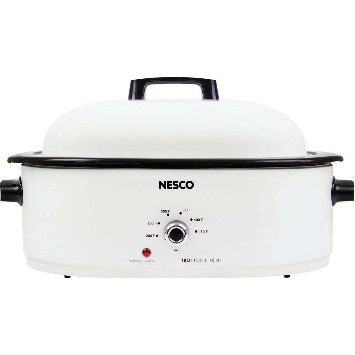 NESCO 18-Qt. 1,450-Watt Roaster with Porcelain Cookwell (White)