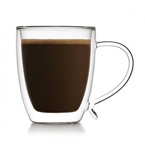 Double Wall Cafe au Lait 14 Oz Glass Mug, Set of 2