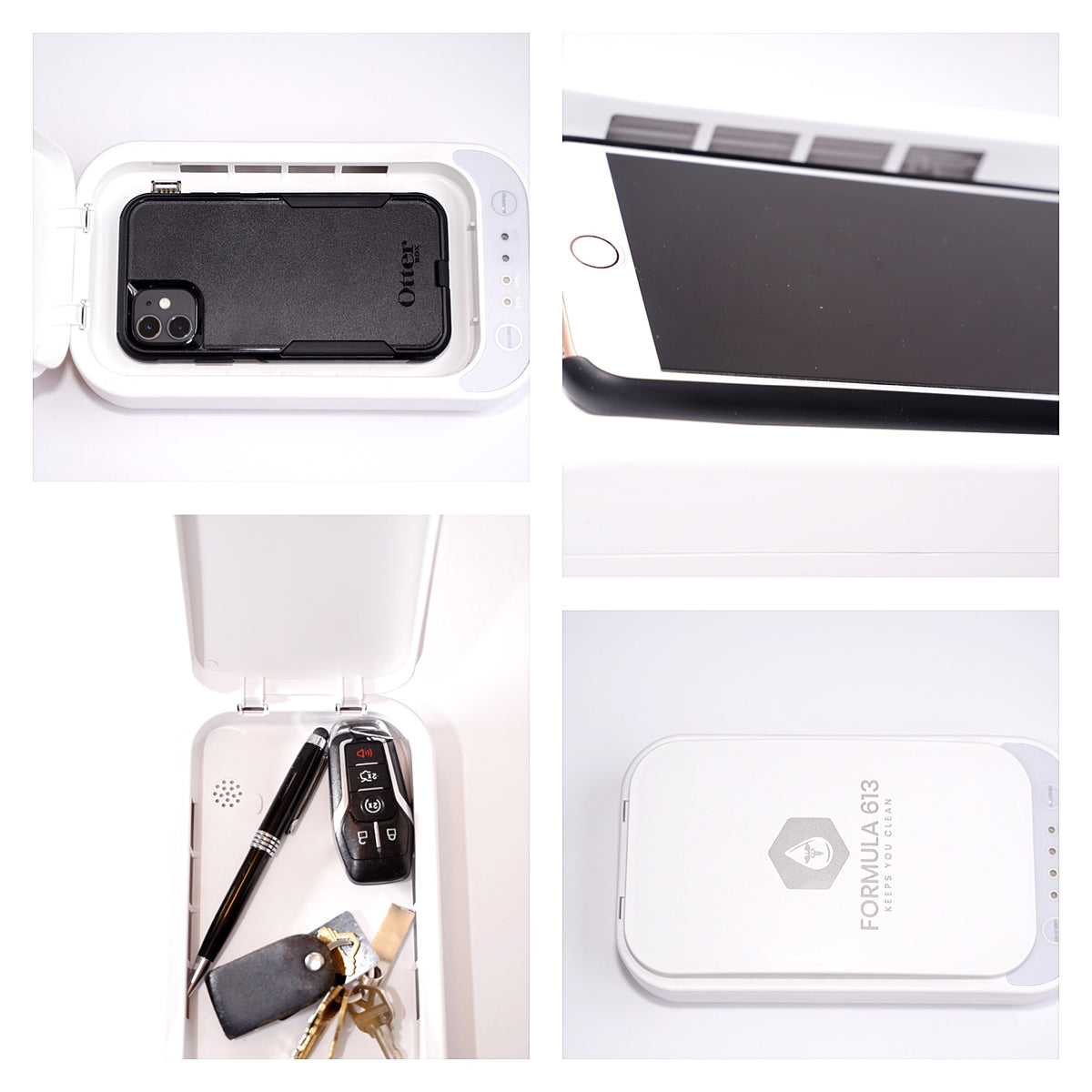 Formula613 UV Box Sanitizer For Phones, Masks, Keys And More, Qi Wireless Charging Capable, 5 Minute Cycle REQUIRES USB Adapter (USBAC)