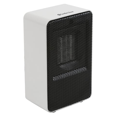 Comfort Zone Personal Ceramic Fan-Forced Desktop Heater - White