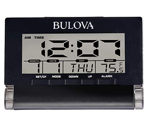 Bulova Travel Time Alarm Clock, Black
