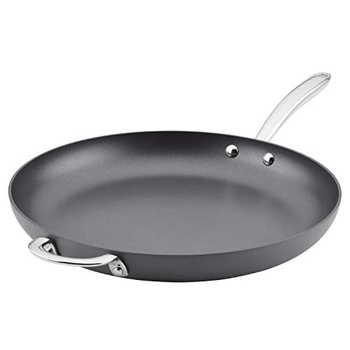 Rachael Ray Professional Hard Anodized Nonstick Frying/Fry Pan/Skillet With Helper Handle, 14", Gray