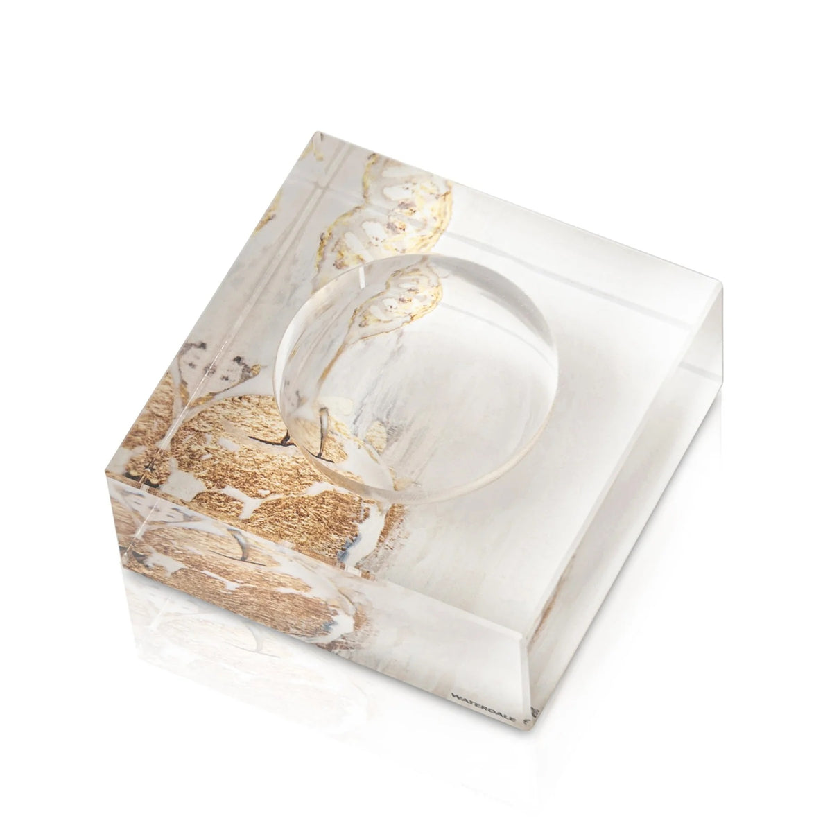 Waterdale Clear Lucite Personal Painted Gold Mini Honey / Salt Dish