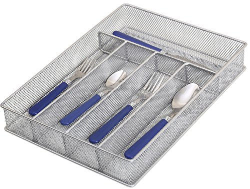 YBM Home Silver Mesh In-Drawer Cutlery & Kitchen Utensil Organizer