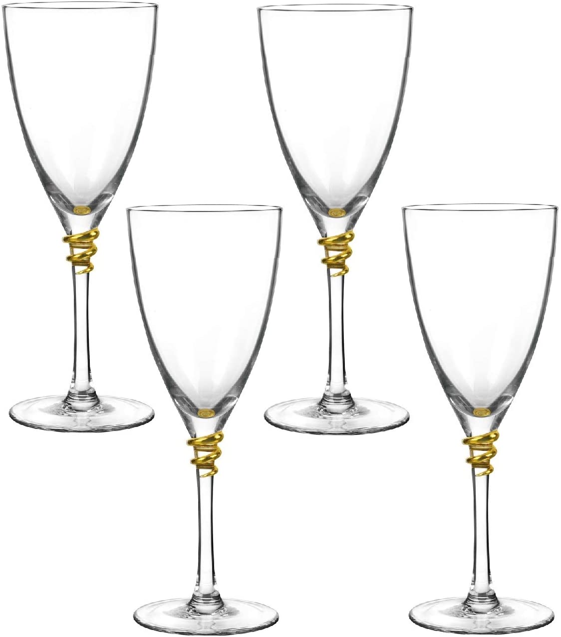 Qualia Helix Gold Accent Stemmed Wine Glass, Set of 4