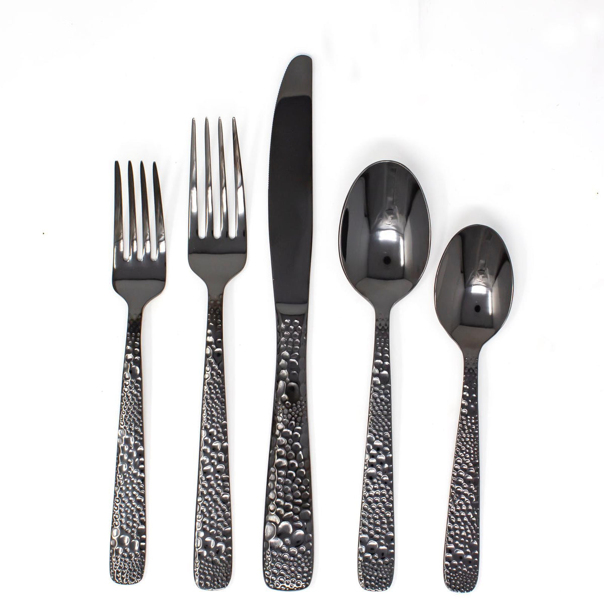 David Shaw Black 18/10 SS Flatware, Alligator, 20 Piece Set