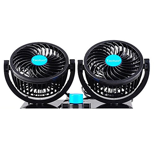 Taotuo 12V 360 Degree Rotation Adjustable Strong Wind Car Air Fan 2-in-1 Air Circulator - plugs directly into your lighter/power socket; small vibration, low noise