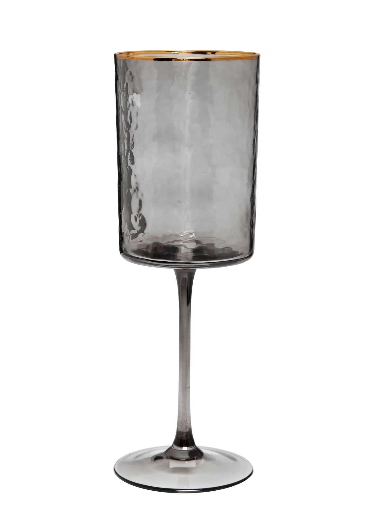 Classic Touch Black Smoked Square Shaped Water Glasses With Gold Rim, Set of 6