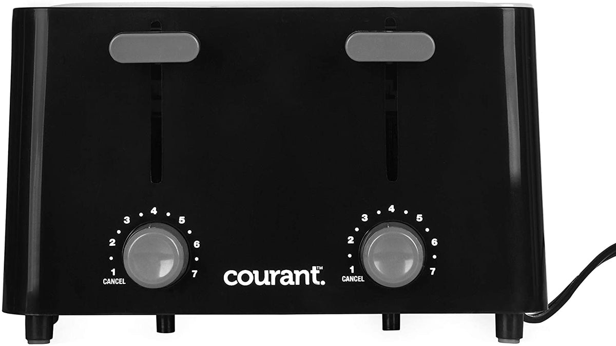 Courant - 4 Slice Toaster with Drop Down Crumb Tray for Easy Cleaning, Black