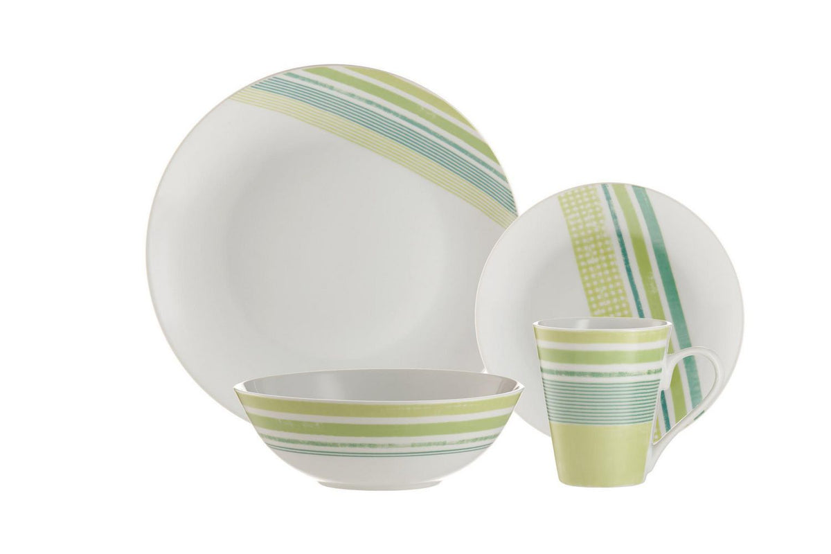 Brilliant Tartan 16 Piece Porcelain Dinnerware Set, Service for 4