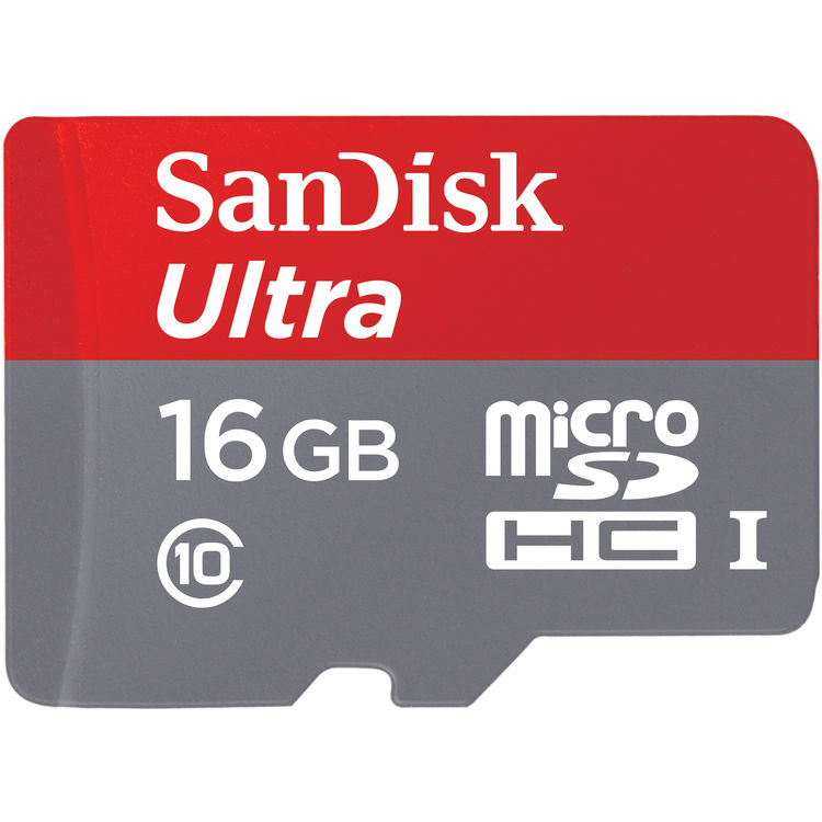 Sandisk - Ultra 16GB Micro SD Memory Card W/Adapter (Class 10)