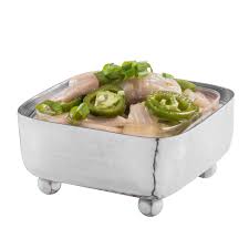 The Decorizer Square Hammered Dip Container Holder, Silver