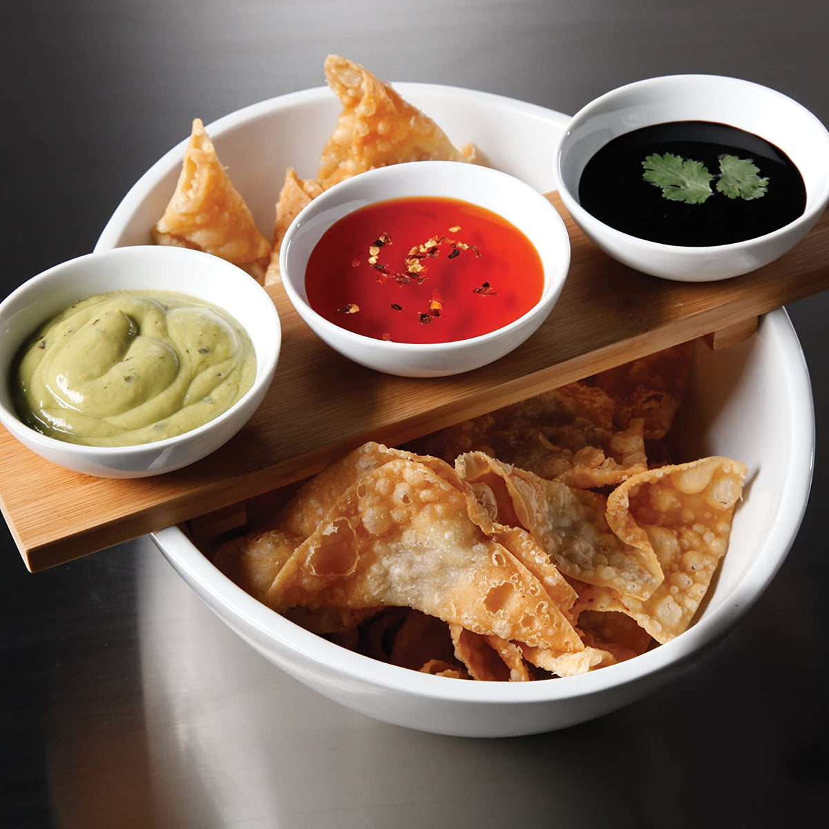 Gibson Overseas Gracious Dining 3-Piece Tidbit Serving Dish Set with Tray and Bowl