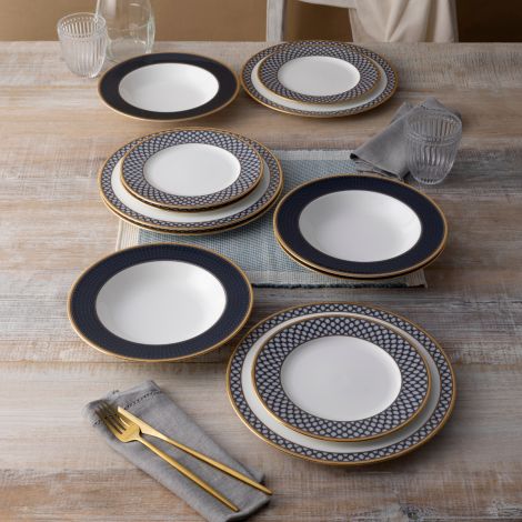 Noritake Blueshire 16 Piece Fine Bone China Dinnerware Set, Service for 4