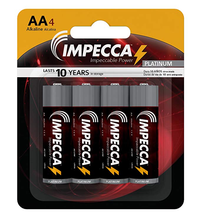 IMPECCA AA Alkaline Batteries  Non Rechargeable for Everyday Clocks Remotes Games Controllers Toys & Electronics BATTAA4PK