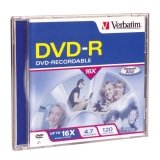 Verbatim (95051) Blank DVD-R 16X Branded Surface - 1 Pack