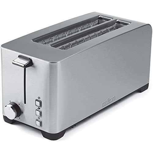 Salton Long Slot 4 Slice Pop Up Toaster, Silver