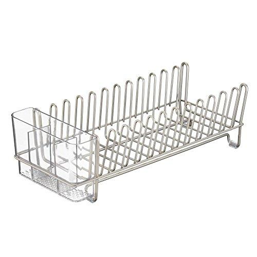 iDesign Classico Metal Dish Drainer Rack with Silverware Drainer