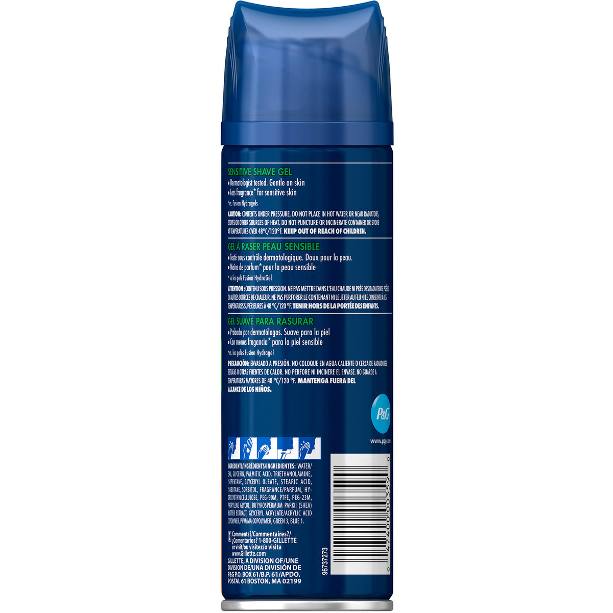 Gillette Fusion ProGlide Sensitive Shave Gel 7 Oz.