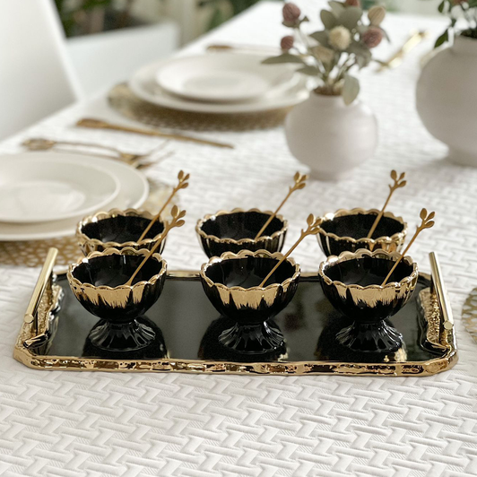 Porcelain Dessert Mugs with Tray, Great for Dips - Assorted Colors