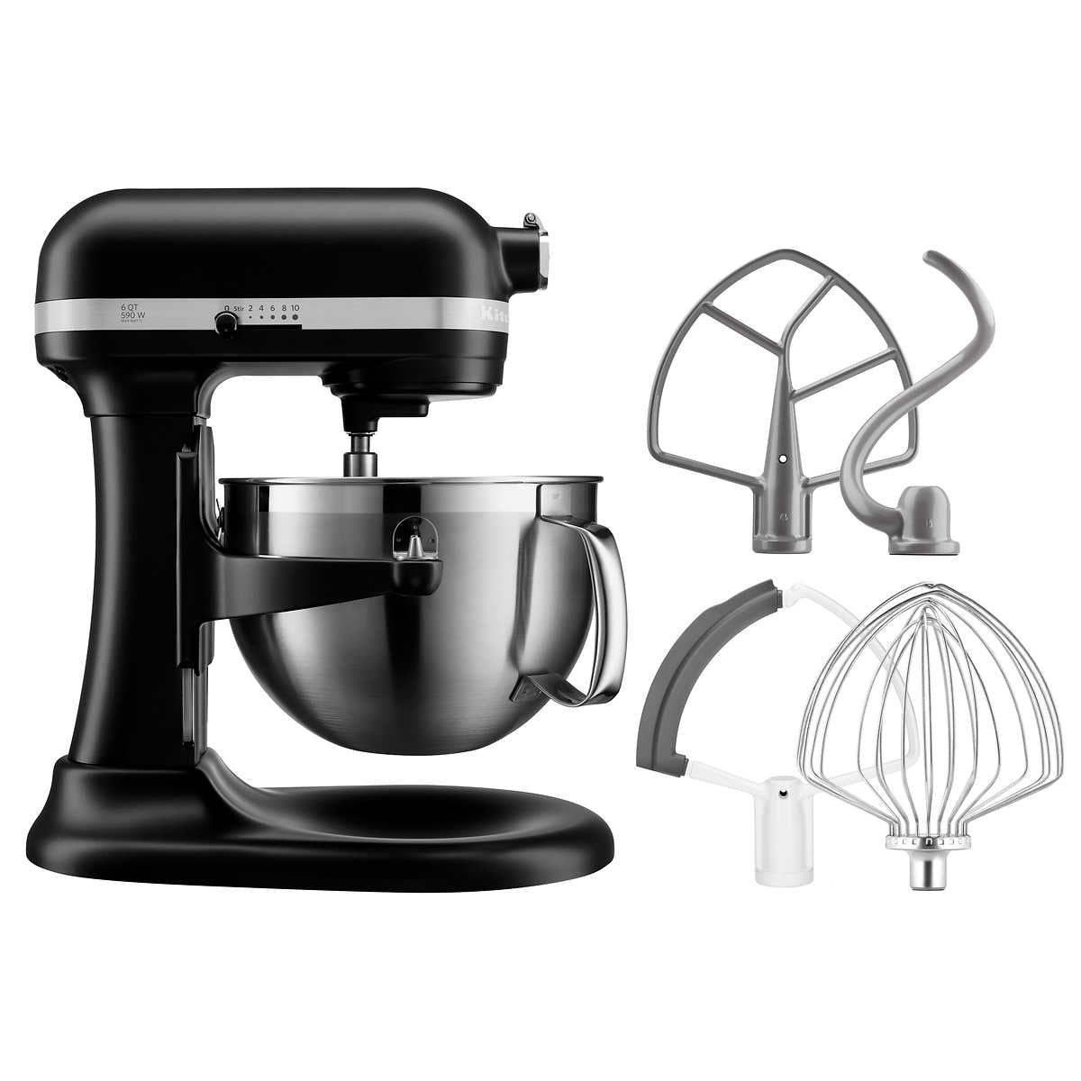 KitchenAid Professional Series 6 Quart Bowl Lift Stand Mixer, 10 Speed, 590W, with Flex Edge, Matte Black STANDMIX