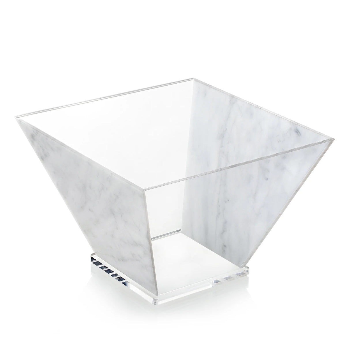 Waterdale Trapezoid Lucite Salad Bowl, Clear with Marble