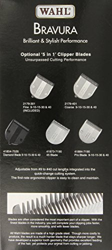 Wahl Bravura Professional Cord/Cordless Hair Clipper, Gunmetal - Pet Clipper Kit 000 (Dual Voltage)